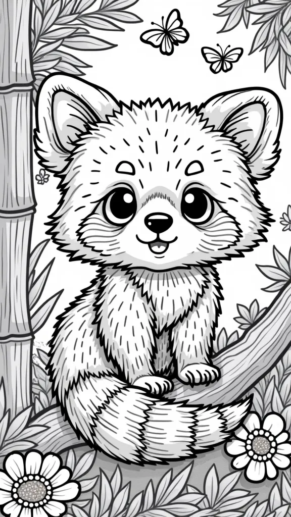 cute red panda coloring page